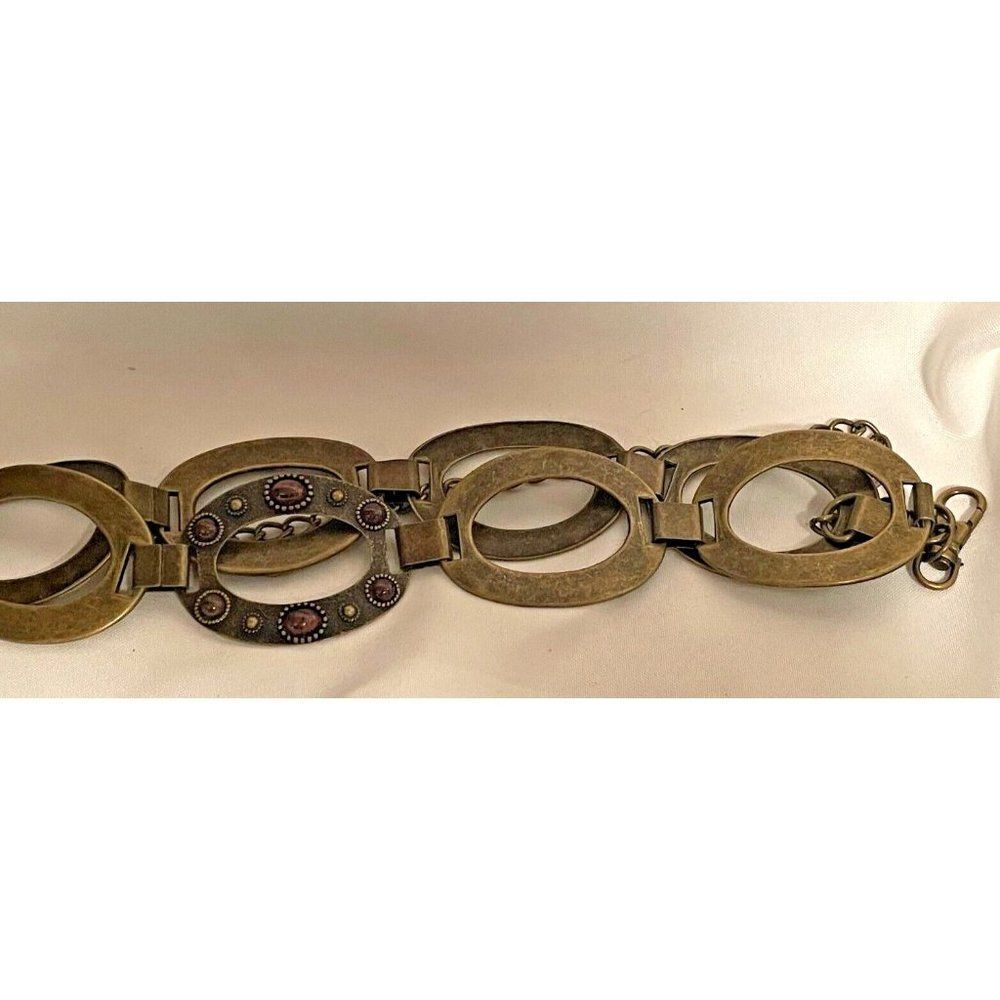 Metal Bronze‎ Color open oval belt 37" western look